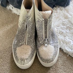 Loeffler randall high top sneakers fur size 9